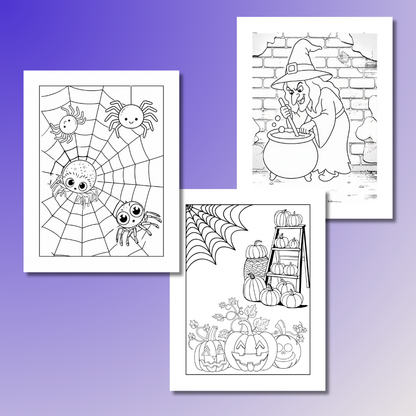 (2-in-1 Pack) Spooky Monsters + Haunted Adventure Halloween Coloring Bundle Printable PDF
