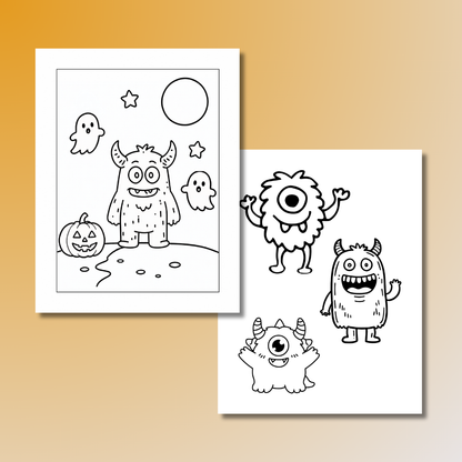 Spooky & Cute Monsters Halloween Coloring Book Printable PDF