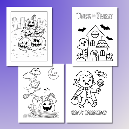 (2-in-1 Pack) Spooky Monsters + Haunted Adventure Halloween Coloring Bundle Printable PDF