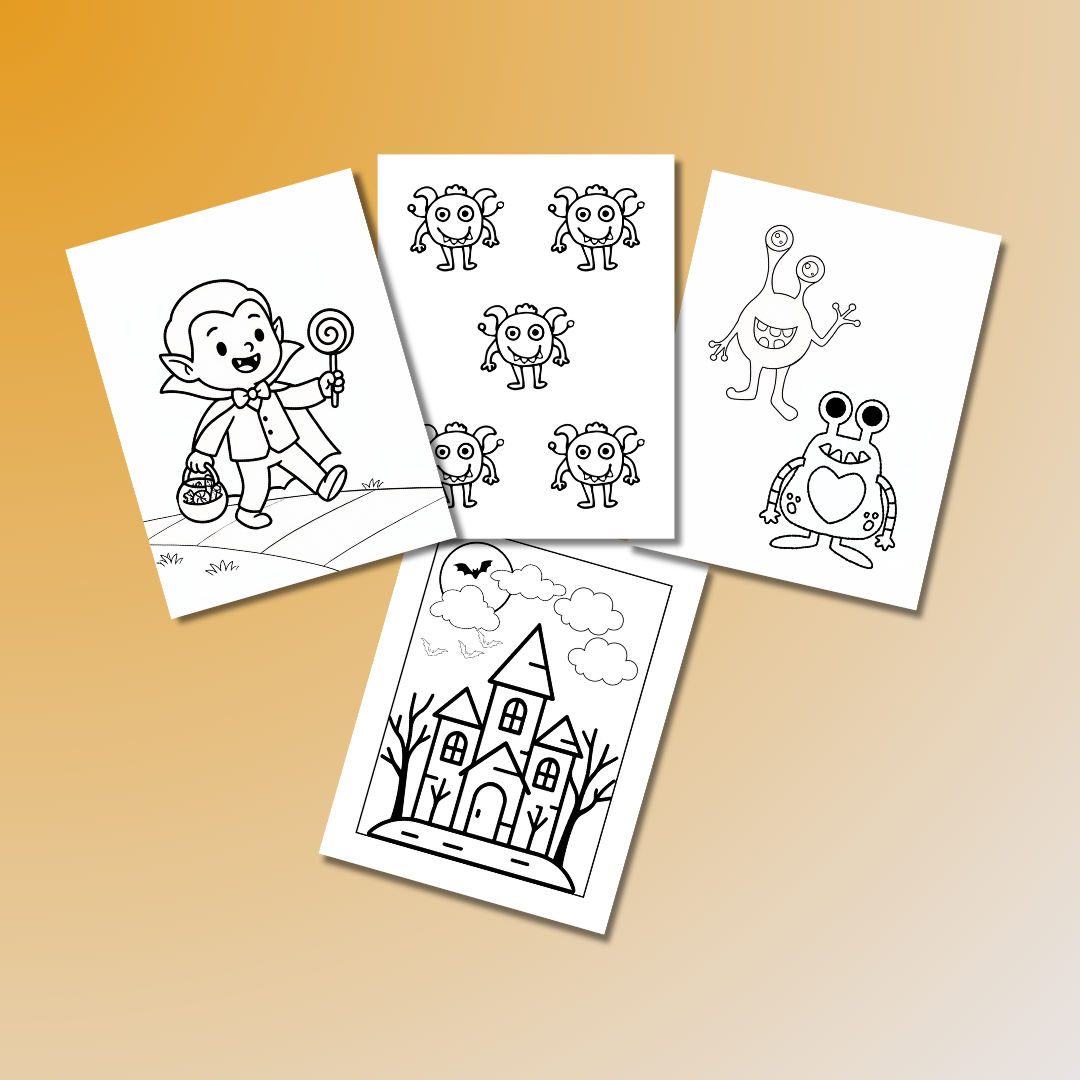 (2-in-1 Pack) Spooky Monsters + Haunted Adventure Halloween Coloring Bundle Printable PDF