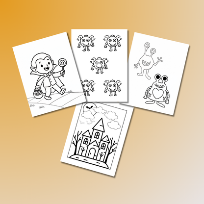 (2-in-1 Pack) Spooky Monsters + Haunted Adventure Halloween Coloring Bundle Printable PDF