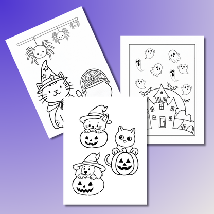 (2-in-1 Pack) Spooky Monsters + Haunted Adventure Halloween Coloring Bundle Printable PDF