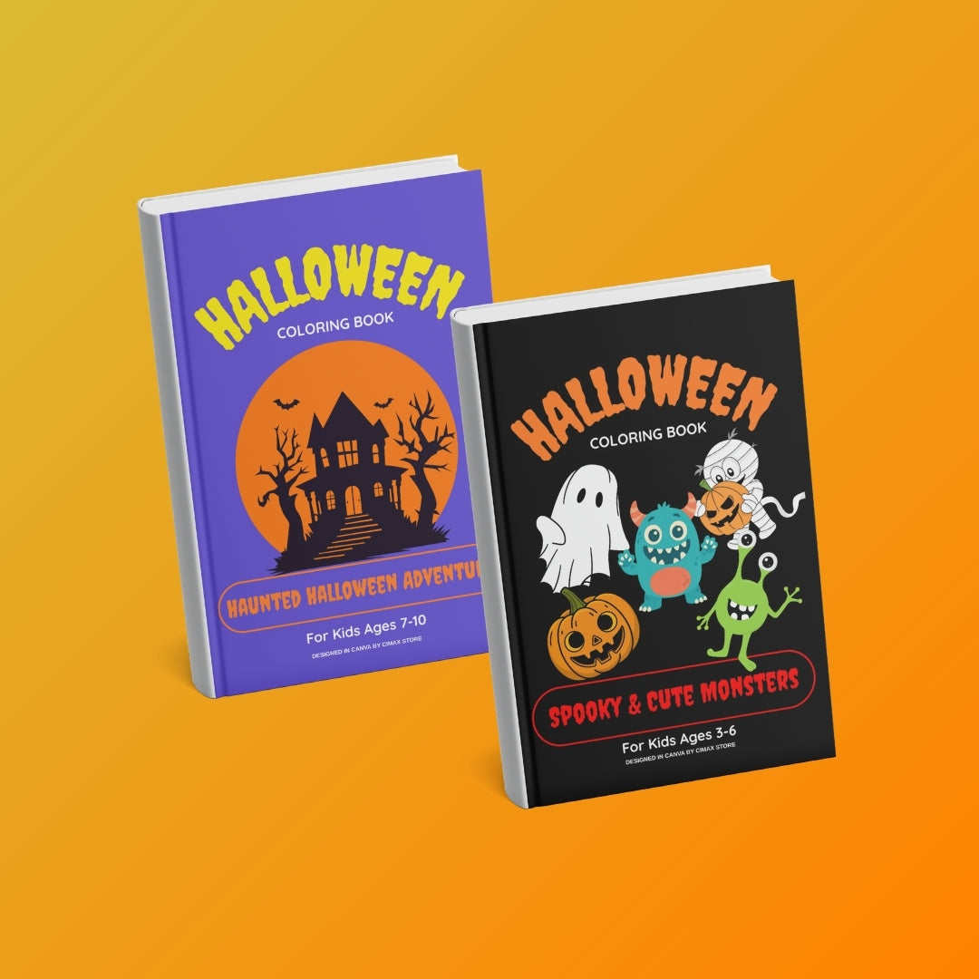 (2-in-1 Pack) Spooky Monsters + Haunted Adventure Halloween Coloring Bundle Printable PDF